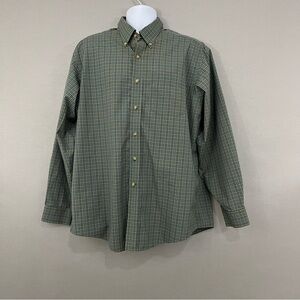 L.L.Bean Green Plaid Wrinkle Resistant Button Long Sleeve Shirt